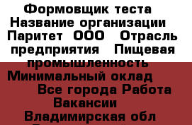 Формовщик теста › Название организации ­ Паритет, ООО › Отрасль предприятия ­ Пищевая промышленность › Минимальный оклад ­ 22 000 - Все города Работа » Вакансии   . Владимирская обл.,Вязниковский р-н